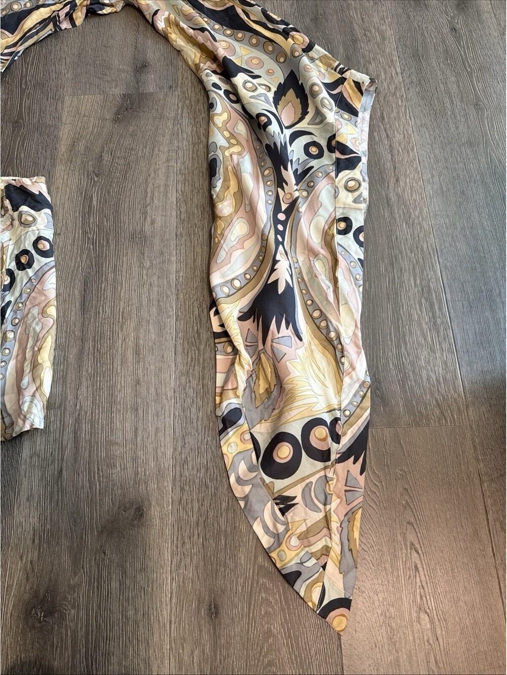 CULT GAIA Lucy One Sleeve Asymmetric Silk Blend Cutout 70's Print Mini Dress- M - Picture 5 of 11